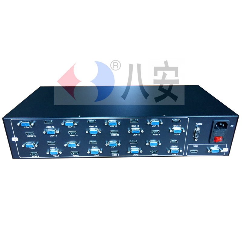 八安16路hdmi画面分割器,十六画面分屏器,VGA视频分割器,高清屏幕分屏器,视频叠加器