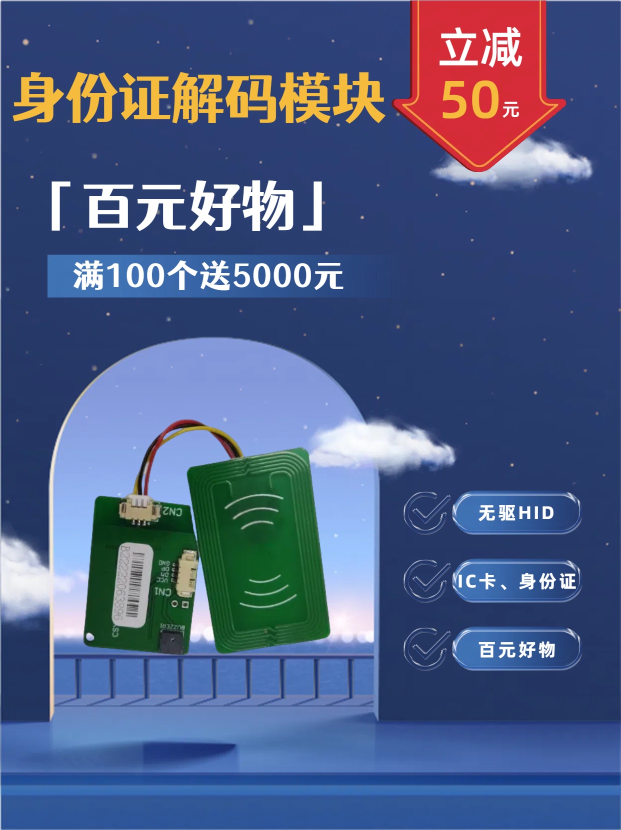 中软高科分体式 二代证读卡模组 公交车车载终端集成版本